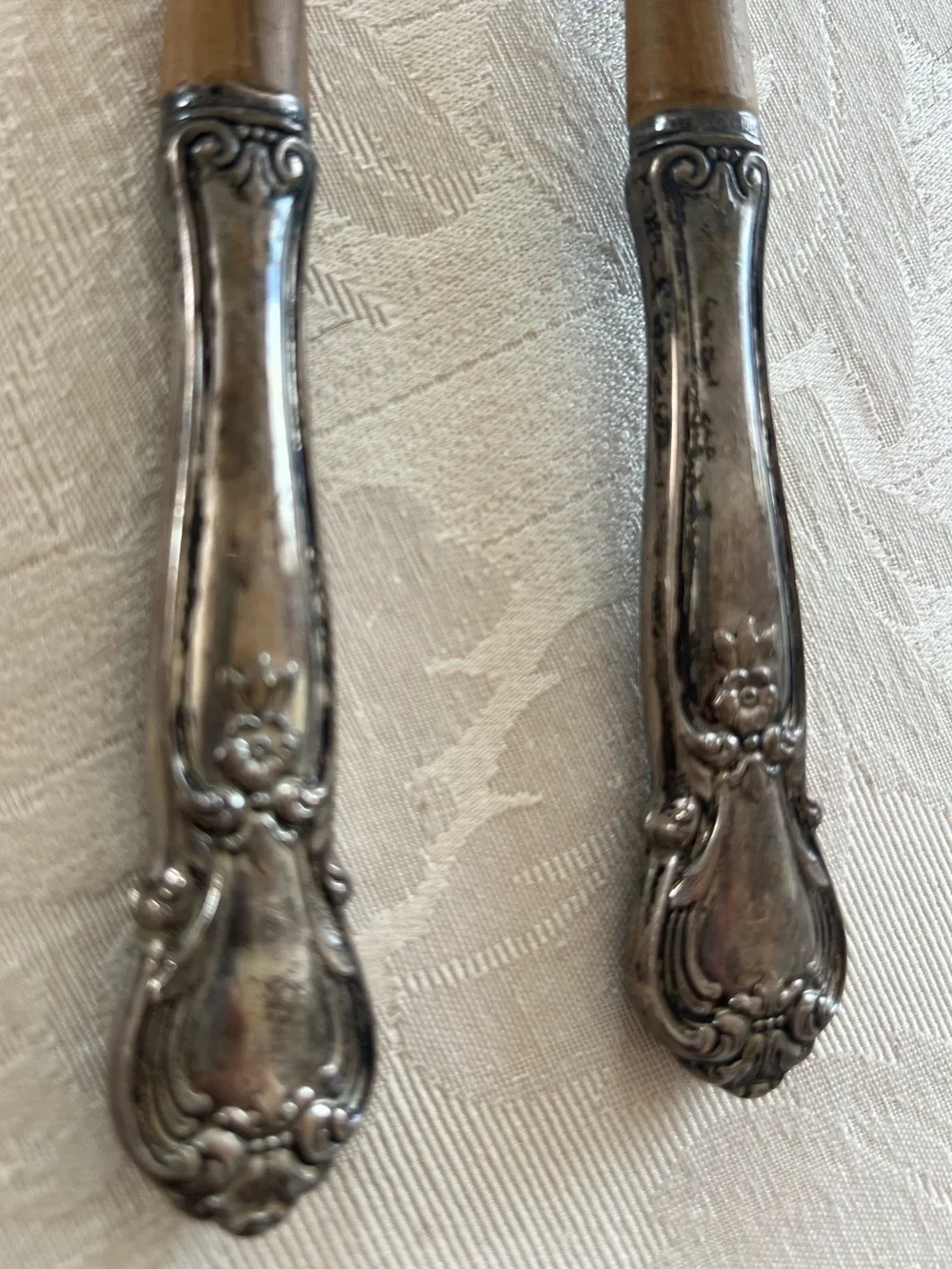 Vintage Web Webster  Wood Silver Salad Serving Spoon Fork Set 2PC